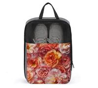 Schuhbeutel für Herren und Damen, orangefarbenes Rosenmuster, Schuhbeutel mit Reißverschluss, atmungsaktiv, Golf-Schuhtasche für Reisen, Outdoor, Schuhaufbewahrung, Organizer für Sport,