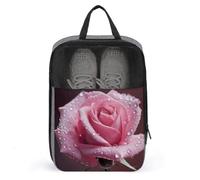 Schuhbeutel für Männer und Frauen, Wassertropfen-Rose, Schuhbeutel mit Reißverschluss, atmungsaktiv, Golf-Schuhtasche für Reisen, Outdoor, Schuhaufbewahrung, Organizer für Sport, Geschäftsreisen,