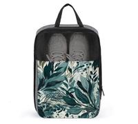 Schuhbeutel für Reisen, handgezeichnete grüne Blätter, bedruckter Schuhkoffer für Reisen, Reise-Schuhtasche, wasserdicht, tragbar, Organizer, Sneaker, Reisetasche für Damen und Herren, handgezeichnete