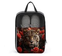 Schuhbeutel, rote Rose und Tiger bedruckte Schuhtasche, Aufbewahrung zum Aufhängen, Badetuch, Aufbewahrungstasche, grau, Einheitsgröße, stilvoll, grau, Einheitsgröße, Stilvoll