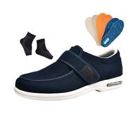 Schuhe Herren Mit Plantarfasziitis, Bequeme Orthopädische Herrenschuhe Für Arthritis Und Ödeme Verstellbar Für Diabetiker, Rutschfeste Weitende Outdoor-Schuhe Ältere Menschen Ältere(Blue,44 EU)