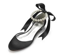 Schuhe Hochzeit Damen Geschlossene Zehen Brautschuhe Flach Hochzeitsschuhe Damen Fashion Pumps,Schwarz,43 EU