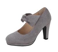 Schuhe Hochzeitsgast Damen, Blockabsatz Absatzschuhe Beige mit Riemchen Dirndl Breite Füße Bequem High Heels Pumps Sexy Zum Kleid Trachtenschuhe 2023 Elegant Slingback Spangenpumps