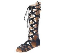 Schuhe Sandalen Damen Sale Gladiator Römisch Sandaletten Sommer Strand Sandals Flache Riemchensandalen Damen Knie Hohe Stiefel Peep Toe Sommerschuhe Schnürschuhe Elegant Freizeitsandalen