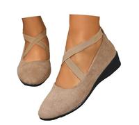 Schuhe Weite H Damen - Sommer Ballerinas Ballerina Runde Zehe Spitz Tanzschuhe Sommerschuhe Loafer Klasssische Flat Damenschuhe Weich Atmungsaktive Trachtenschuhe Ballettschuhe Beige 39