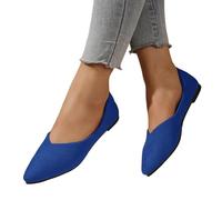 Schuhe Zum Kleid Damen - Ballerina Ballerinas Weiss Sportlich Slip-On Spitz Flache Damenschuhe Bequem Breite Sommerschuhe Atmungsaktive Runde Zehe Balerinaschuhe Walkingschuhe Blau 42