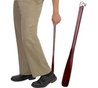 Schuhlöffel Lang 54cm Extra Stabil - Schuhanzieher Holz für Senioren - langer Schuhlöffel mit hängendem Seil- Holzschuhlöffel rückenschonend ohne Bücken - Shoe Horn (B)