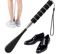 Schuhlöffel, Schuhanzieher Lang, Ausziehbarer Schuhanzieher Langer Kunststoff mit Metallgriff für Männer Frauen Kinder Senioren, schwarz