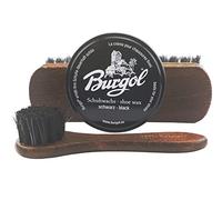 Schuhpflegeset Burgol Schuhwachs für Glattleder - Schuhe: Farbe: Schuhwachs schwarz, Cremebürste, Rosshaarbürste mit Pflegetipps
