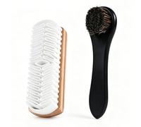 Schuhputzset Premium - Rosshaar Schuhbürste & Auftragsbürste | 2 Bürsten für Glatt- und Rauleder: Rosshaar zum Entstauben und Polieren, Gummikrepp für Wildleder, Nubuk und Velours.