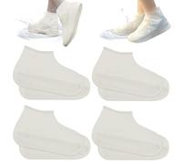 Schuhüberzieher Wasserdicht Playshoes Überzieher Mehrweg Silikon Überziehschuhe Überschuhe Shoe Cover Regenüberschuhe Für Regen Schneetag Wüstenstrand Weiß 4 Paar
