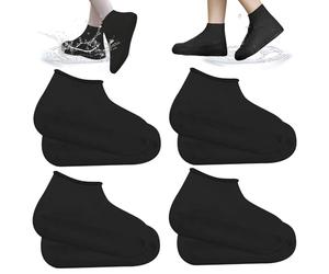 Schuhüberzieher Wasserdicht Playshoes Überzieher Mehrweg Silikon Überziehschuhe Überschuhe Shoe Cover Regenüberschuhe Für Regen Schneetag Wüstenstrand Schwarz 4 Paar