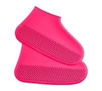 Schuhüberzüge für Regentage Silikon-Überschuhe, Packung mit 4 Paaren, Mehrfarbig, SML(Rose Red,S)