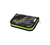 Schulmäppchen ausklappbar Herlitz Wild Panther - 2 Klappen, Mit 31 Elementen, Organizer, Schwarz Limette (14x20,3x3,5 cm)