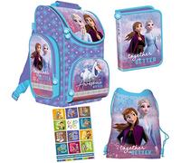 Schulranzen 4-teilig 1. klasse Set Mädchen Hausaufgabenheft Frozen Eiskönigin Ranzen Federmappe Mäppchen Turnbeutel Aufgabenheft für die Grundschule Geeignet ab der ersten Klasse schülerplaner