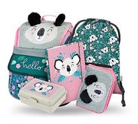 Schulranzen Mädchen Set 5 Teilig - Schultasche ab 1. Klasse - Grundschule Ranzen mit Brustgurt - Ergonomischer Schulrucksack (Baby Koala)