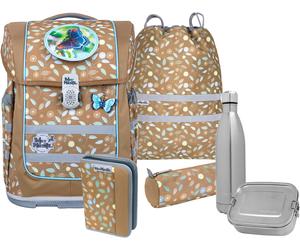 Schulranzen MCNEILL "Ergo Compacto, Greta", Kinder, Gr. B/H/T: 29cm x 38,5cm x 22cm, braun (greta), Polyester, Rucksäcke, inkl. Federmäppchen, Turnbeutel, Schlamperrolle & Motivmagnet (50048837-0) gre