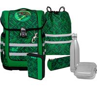 Schulranzen MCNEILL "Ergo Compacto, Wow", Kinder, Gr. B/H/T: 29cm x 38,5cm x 22cm, grün (wow), Polyester, Rucksäcke, inkl. Federmäppchen, Turnbeutel, Schlamperrolle & Motivmagnet (17306159-0) wow