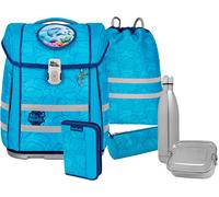 Schulranzen MCNEILL "Perfecto, Bubble", Kinder, Gr. B/H/T: 30cm x 38,5cm x 22cm, blau (bubble), Polyester, Rucksäcke, inkl. Federmäppchen, Turnbeutel, Schlamperrolle & Motivmagnet (90924944-0) bubble