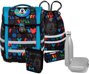 Schulranzen MCNEILL "Perfecto, Disney, Mickey Mouse", Kinder, Gr. B/H/T: 30cm x 38,5cm x 22cm, bunt (mickey mouse), Polyester, Rucksäcke, inkl. Federmäppchen, Turnbeutel, Schlamperrolle & Motivmagnet 