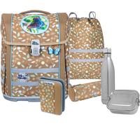 Schulranzen MCNEILL "Perfecto, Greta", Kinder, Gr. B/H/T: 30cm x 38,5cm x 22cm, braun (greta), Polyester, Rucksäcke, inkl. Federmäppchen, Turnbeutel, Schlamperrolle & Motivmagnet (47965017-0) greta