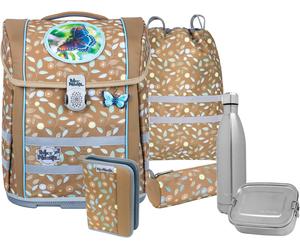 Schulranzen MCNEILL "Perfecto, Greta", Kinder, Gr. B/H/T: 30cm x 38,5cm x 22cm, braun (greta), Polyester, Rucksäcke, inkl. Federmäppchen, Turnbeutel, Schlamperrolle & Motivmagnet (47965017-0) greta