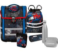 Schulranzen MCNEILL "Perfecto, Marvel, Spider Man", Kinder, Gr. B/H/T: 30cm x 38,5cm x 22cm, bunt (spider man), Polyester, Rucksäcke, inkl. Federmäppchen, Turnbeutel, Schlamperrolle & Motivmagnet (531