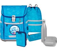 Schulranzen MCNEILL "Tenero, Bubble", Damen, Gr. B/H/T: 30cm x 36cm x 19cm, blau (bubble), Polyester, Rucksäcke Schulranzen, inkl. Federmäppchen, Turnbeutel, Schlamperrolle & Motivmagnet (81206526-0)