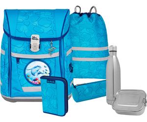 Schulranzen MCNEILL "Tenero, Bubble", Kinder, Gr. B/H/T: 30cm x 36cm x 19cm, blau (bubble), Polyester, Rucksäcke, inkl. Federmäppchen, Turnbeutel, Schlamperrolle & Motivmagnet (81206526-0) bubble