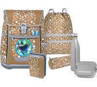 Schulranzen MCNEILL "Tenero, Greta", Jungen, Gr. B/H/T: 30cm x 36cm x 19cm, braun (greta), Polyester, Rucksäcke, inkl. Federmäppchen, Turnbeutel, Schlamperrolle & Motivmagnet (65457844-0) greta