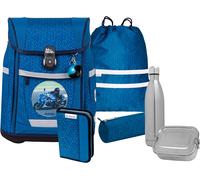 Schulranzen MCNEILL "Tenero, Tetra", Damen, Gr. B/H/T: 30cm x 36cm x 19cm, blau (tetra), Polyester, Rucksäcke Schulranzen, inkl. Federmäppchen, Turnbeutel, Schlamperrolle & Motivmagnet (84256934-0)