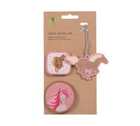 LÄSSIG Anhänger und Patches Set (3 Stk.) mit Druckknopf/School Patches Set Horse pink
