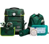 Schulranzen SCHOOL-MOOD "Champion Maxx Pro", Damen, Gr. B/H/T: 30cm x 40cm x 23cm, grün (daniel (dinosaurier) mit moodie gideon glück), Polyester, Rucksäcke Schulranzen, mit LED-Patchy (72489720-0)