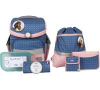 Schulranzen SCHOOL-MOOD "Timeless, Mila (Pferd)", Kinder, Gr. B/H/T: 36cm x 42cm x 20cm, blau (mila), Polyester, Rucksäcke, aus recyceltem Material (74419507-0) mila