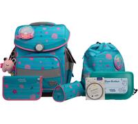 Schulranzen SCHOOL-MOOD "Timeless Pro", Kinder, Gr. B/H/T: 36cm x 42cm x 21cm, blau (lilly (mermaid) mit moodie charly clever), Polyester, Rucksäcke, mit LED-Patchy (83884663-0) lilly (mermaid) mit mo