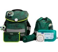 Schulranzen SCHOOL-MOOD "Timeless Pro", Kinder, Gr. B/H/T: 36cm x 42cm x 21cm, grün (daniel (dino) mit moodie gideon glück), Polyester, Rucksäcke, mit LED-Patchy (86836243-0) daniel (dino) mit moodie