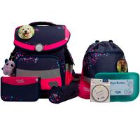 Schulranzen SCHOOL-MOOD "Timeless Pro", Kinder, Gr. B/H/T: 36cm x 42cm x 21cm, pink (leni (hund) mit moodie willi wissbegier), Polyester, Rucksäcke (29509762-0) leni (hund) mit moodie willi wissbegier