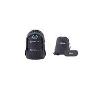Schulrucksack 2BE "Black", Kinder, Gr. B/H/T: 22,5cm, schwarz, Kunstfaser, unifarben, Rucksäcke Schulrucksack, mit Turnbeutel und Federmäppchen (25636261-0) schwarz