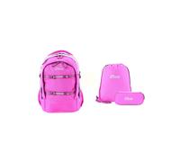Schulrucksack 2BE, Kinder, Gr. B/H/T: 22,5cm, pink (fuchsia), Kunstfaser, unifarben, Rucksäcke Schulrucksack, im 3er Set mit Turnbeutel und Federmäppchen (30323539-0) fuchsia