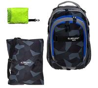 Schulrucksack Jungen Mädchen ab 3. Klasse Schule Tasche Brustgurt Schultasche Rucksack mit Sportbeutel Attach Bag und Regenhülle Premium 3 Teile Set Auswahl rtp (Cyber Camo Schwarz Blau 12770)