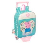 Schulrucksack mit Rädern Peppa Pig Pretty flowers Gelb Minze 22 x 27 x 10 cm
