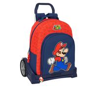 Schulrucksack mit Rädern Super Mario Trick Rot Dunkelblau 32 x 42 x 15 cm