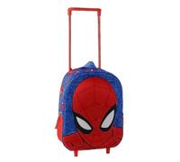 Schulrucksack mit Rollen, Spider-Man für Kinder, 3D-Trolley aus Eva-Kunststoff, Blau und Rot, Teleskopgriff und integrierter Wagen, Front- und Seitentasche, offizielles Lizenzprodukt, Schulbeginn