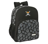 safta One Piece Pirates Schulrucksack für Kinder, anpassbar an den Kinderwagen, ideal für Kinder im Schulalter, bequem und vielseitig, Qualität und Widerstandsfähigkeit, 32 x 12 x 38 cm, Schwarz, M,