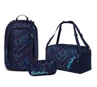 Satch Air Schulrucksack Set 3tlg. inkl. Schlamperbox und Sporttasche (Purple Laser)