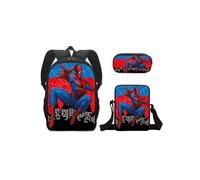 Schulrucksack-Set für Kinder, 3er-Pack Spider-Man-Rucksäcke für Jungen + Lunchbox + Federmäppchen, Rot