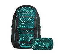 Coocazoo Porter Laser Lights Schulrucksack Set 2tlg. inkl. Schlamperbox (Pixel Blox)