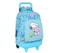 Snoopy Love Großer Rucksack mit Rädern, kompakt, abnehmbar, ideal für Kinder verschiedener Altersgruppen, bequem und vielseitig, Qualität und Widerstandsfähigkeit, 33 x 22 x 45 cm, hellblau, M, Lässig