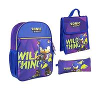 Schulrucksack Sonic Prime - Farbe Blau und Lila - 31x12,5x42 cm - Aus Polyester - Inklusive Lunchbox und Federmäppchen - Mit Seitentasche - Original Produkt in Spanien Designed