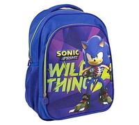 Schulrucksack Sonic Prime - Farbe Lila und Blau - 31x14x41 cm - Aus Polyester - Mit Reißverschluss und Seitentasche - Original Produkt in Spanien Designed